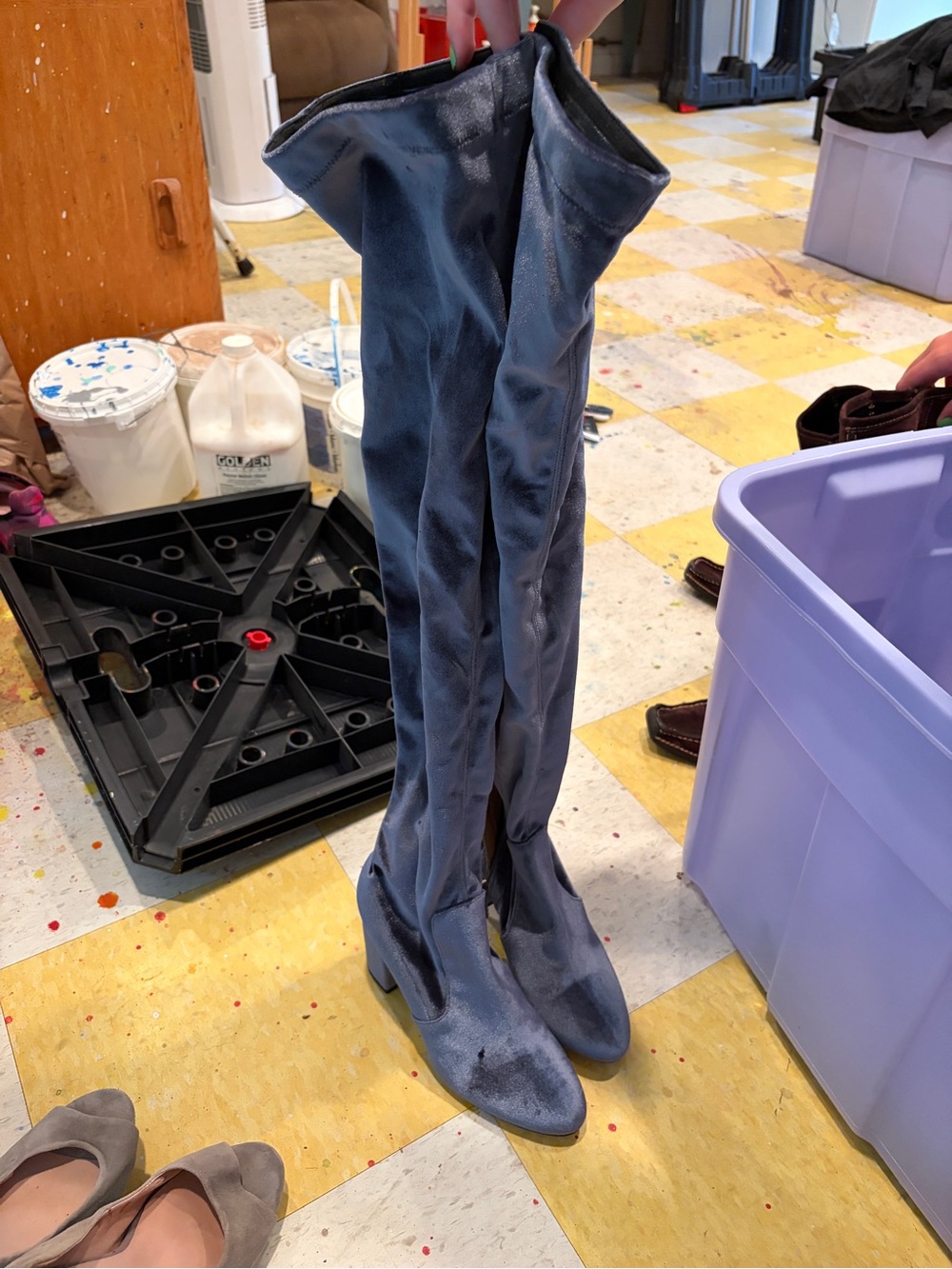Aquazzura Slate Blue Over-the-Knee Stretch Boots